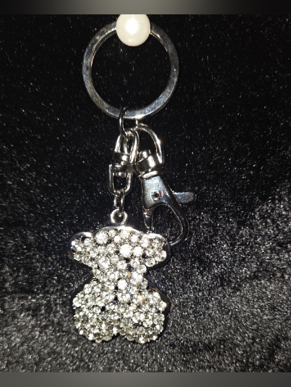Crystal Bear Keychain Charm in Silver. Multiple sizing of crystals. Stunning